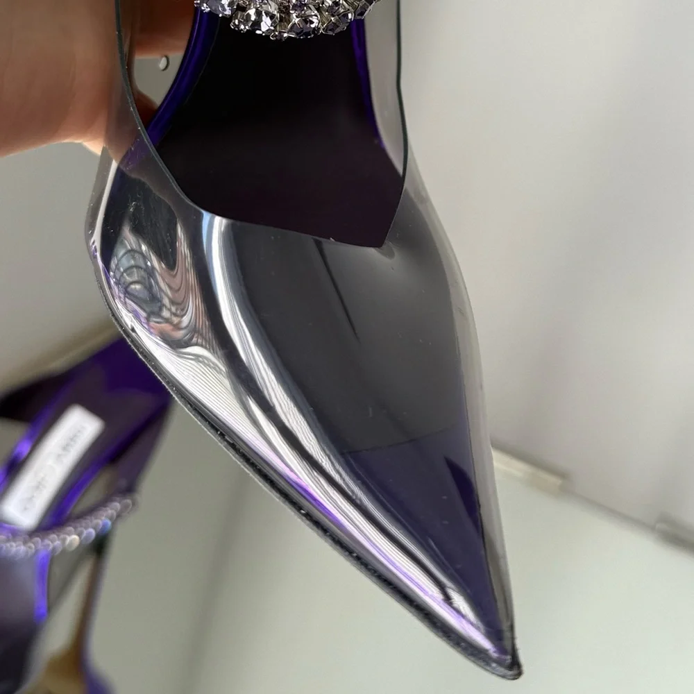New Jimmy Choo Bing Crystal Clear Mule Pumps $1,150 37.5 - Picture 4 of 16